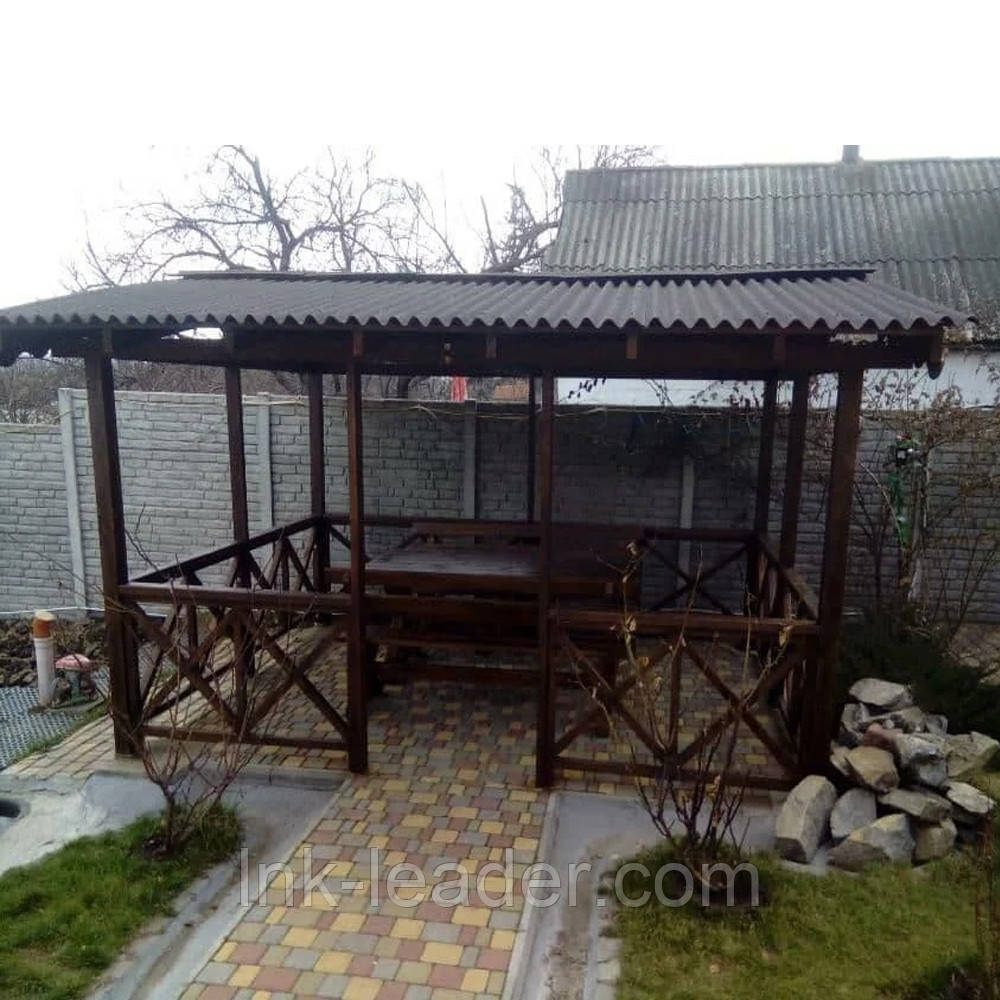 Дерев'яна альтанка 4 на 3 м, розбірна (на 14-16 осіб) "Рим"