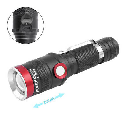 Фонарь Police 736/739-T6, 1x18650, zoom, ЗУ microUSB, Box, фото 1