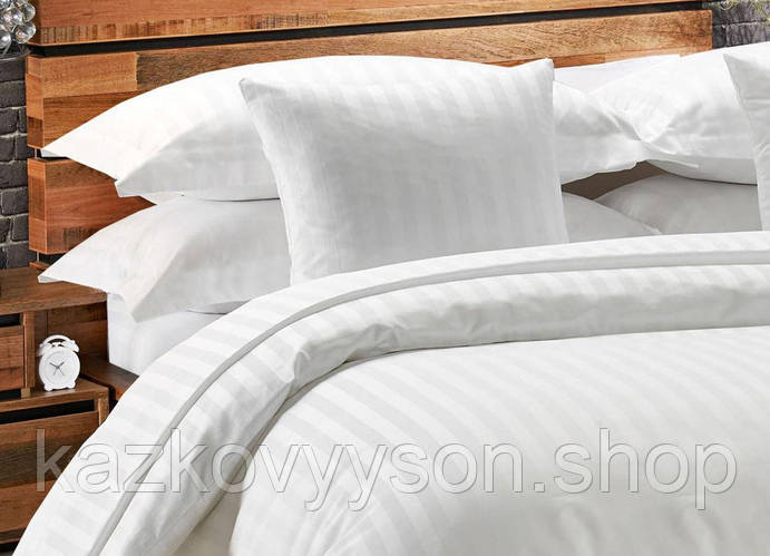 Комплект постільної білизни для готелів біла полоска бязь gold ...