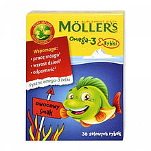 Mollers Omega-3 риб'ячий жир для дітей омега 3 рибки, 36шт натуральний риб'ячий жир для дітей Норверия
