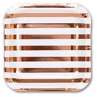 1502-3102 Тарілка фольга рожеве золото 25см 6од/G