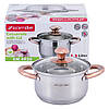 Каструля з кришкою Kamille 1.5 л з нержавіючої сталі і порожнистими ручками для індукції і газу KM-4930, фото 2