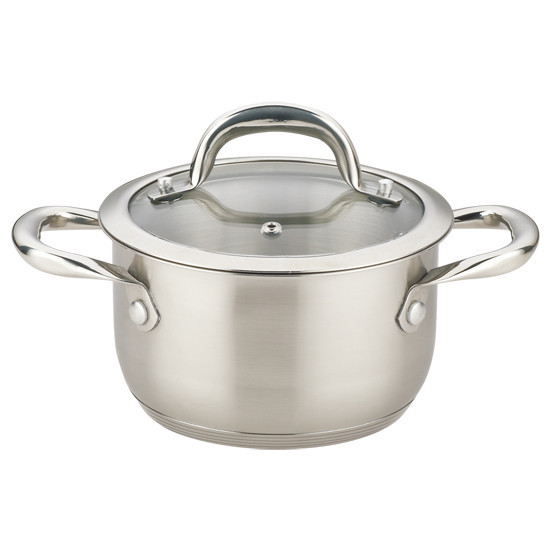 Каструля Kamille KM-5716S 1.5 л з нержавіючої сталі з кришкою, порожнистими ручками і широким обідком