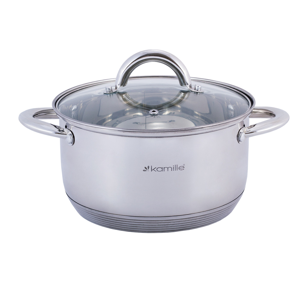 Каструля з кришкою Kamille KM-5773 3.4 л з нержавіючої сталі і порожнистими ручками, фото 1