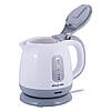 Чайник електричний Kamille KM-1719B 1л пластиковий (білий з сірим), фото 3