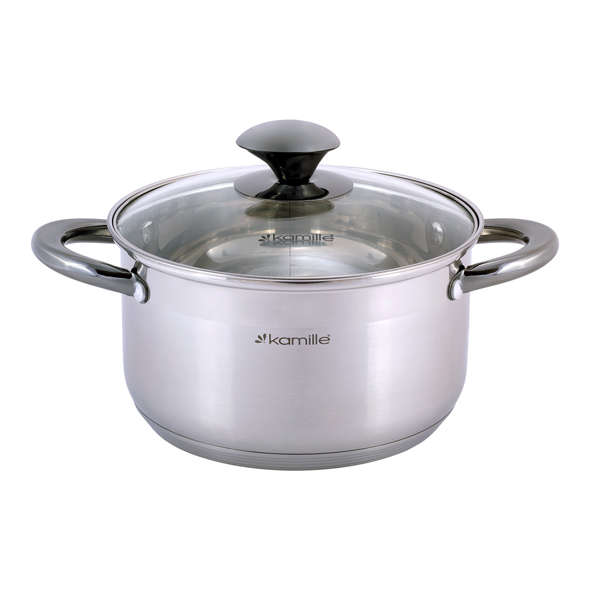 Каструля з кришкою Kamille KM-4922 3.0 л з нержавіючої сталі і порожнистими ручками для індукції