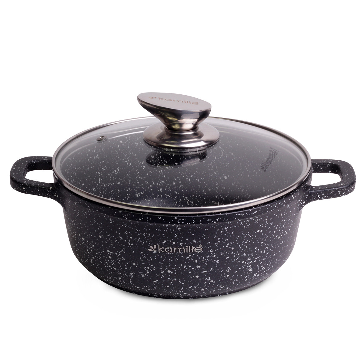 Каструля з кришкою Kamille KM-4404 2.3 л з литого алюмінію з антипригарним покриттям і для індукції і газу, фото 1