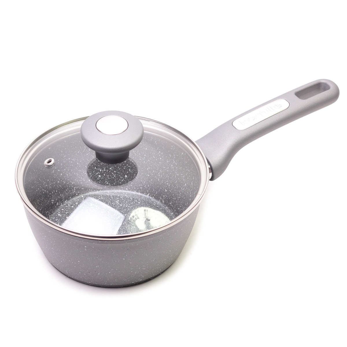 Ківш Kamille KM-4279GR 16см з кришкою і гранітним покриттям для індукції, фото 1