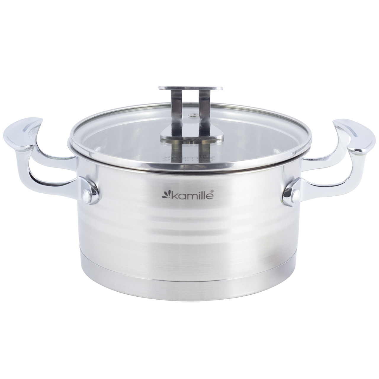 Каструля з кришкою Kamille KM-5853 1,5л з нержавіючої сталі для приготування їжі для індукції і газу