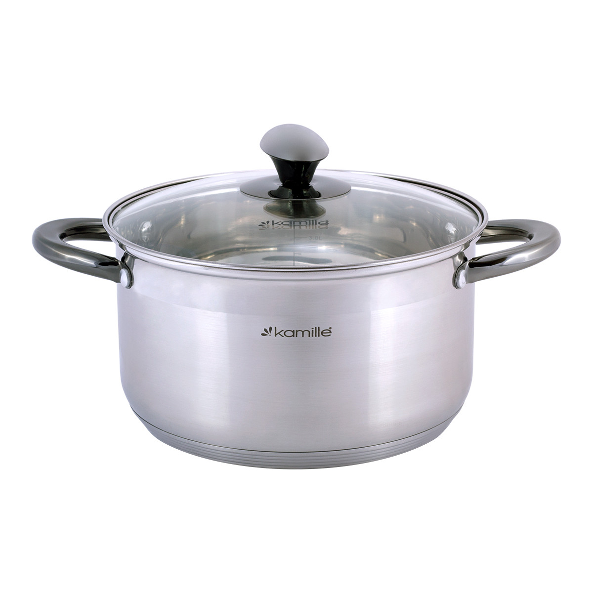 Каструля з кришкою Kamille KM-4923 4.5 л з нержавіючої сталі і порожнистими ручками для індукції