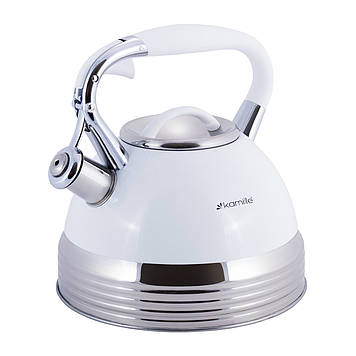 Чайник зі свистком Kamille KM-0696WH білий 2.7л з нержавіючої сталі