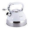 Чайник зі свистком Kamille KM-0696WH білий 2.7л з нержавіючої сталі, фото 2