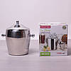 Ведро для льда з кришкой Kamille KM-4355 1.2л з нержавіючої сталі з двумя ручками, фото 4