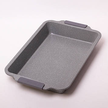 Форма для запікання Kamille KM-6027A 46*30*6см з вуглецевої сталі (сірий і бежевий мармур)