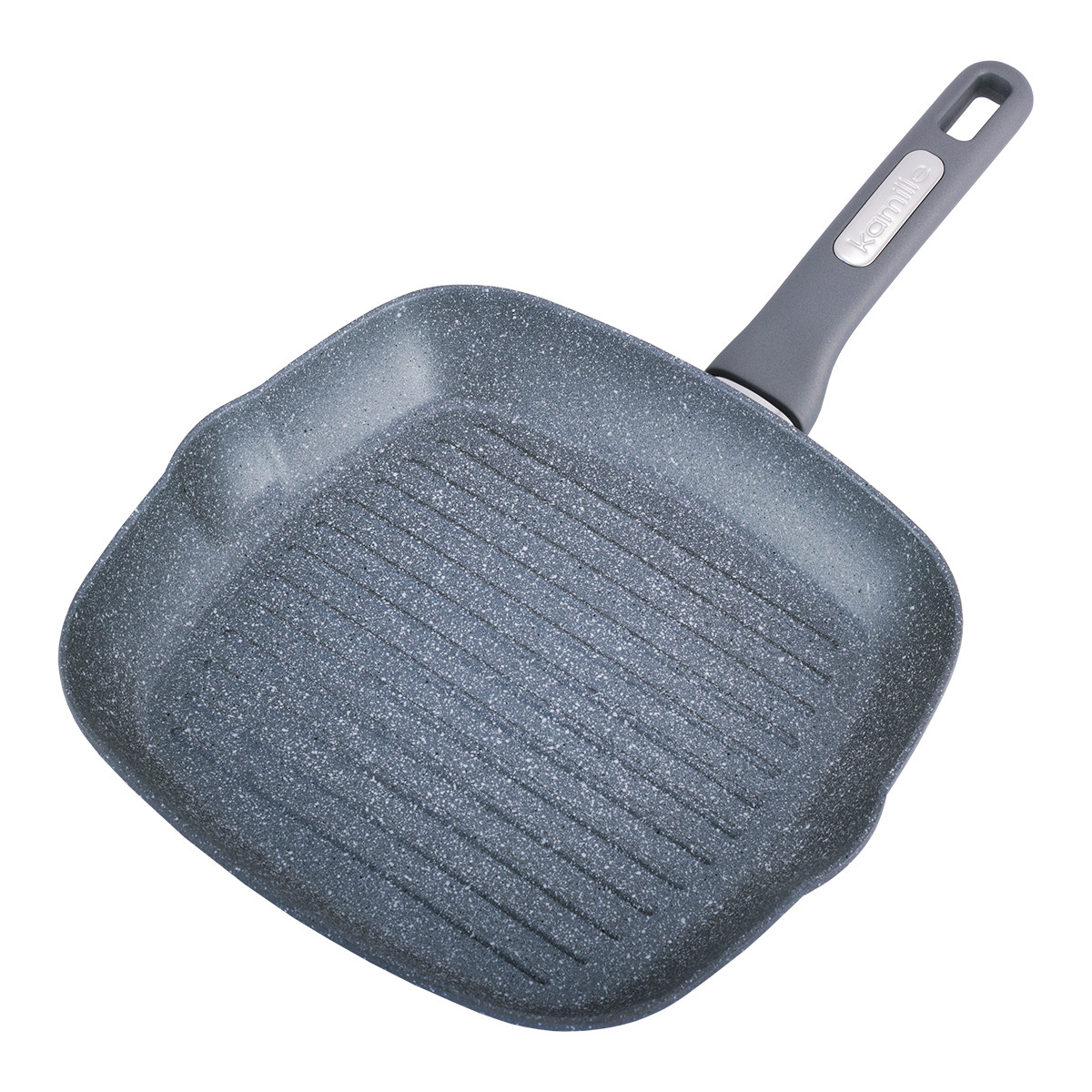 Сковорода-гриль Kamille KM-4278GR 28*28*4см з гранітним покриттям без кришки для індукції
