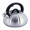 Чайник Kamille KM-0671A 3л з нержавіючої сталі зі свистком і скляною кришкою для індукції, фото 2