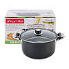 Каструля з кришкою Kamille KM-5821 для фритюру 4.0 л з вуглецевої сталі для індукції і газу, фото 2