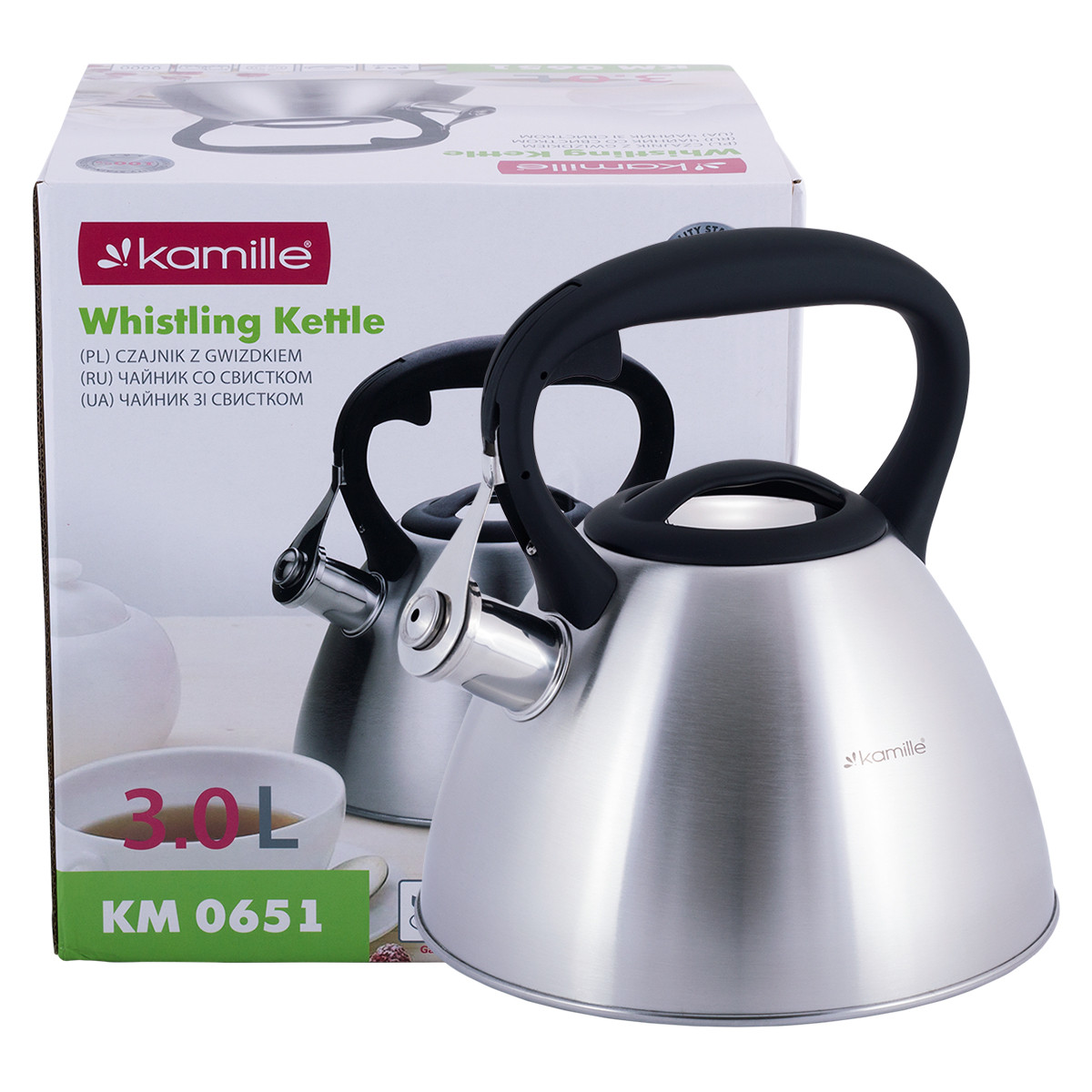 Чайник Kamille KM-0651 3л з нержавіючої сталі зі свистком для індукції, фото 1
