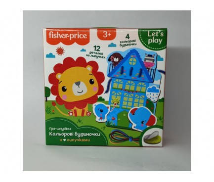 Гра-шнурівка "Fisher Price. Кольорові будиночки" (рус), VT5303-18, фото 1