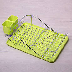 Сушарка для посуду із хромованої сталі з пластиковим піддоном 52х32х13см Kamille KM-0761A