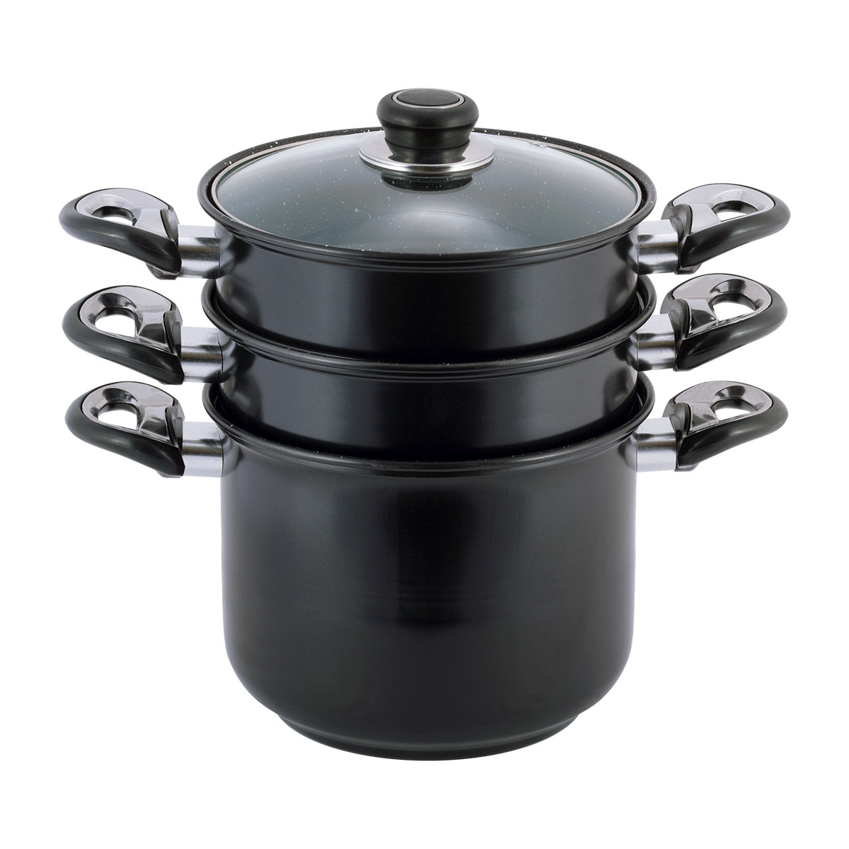 Пароварка Kamille KM-5823 3-х рівнева 4л з вуглецевої сталі для приготування їжі для індукції і газу