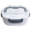 Ланч бокс для обідів із пластику та нержавіючої сталі електричний сірий з 2 ємностями на 1л Kamille KM-2130, фото 6