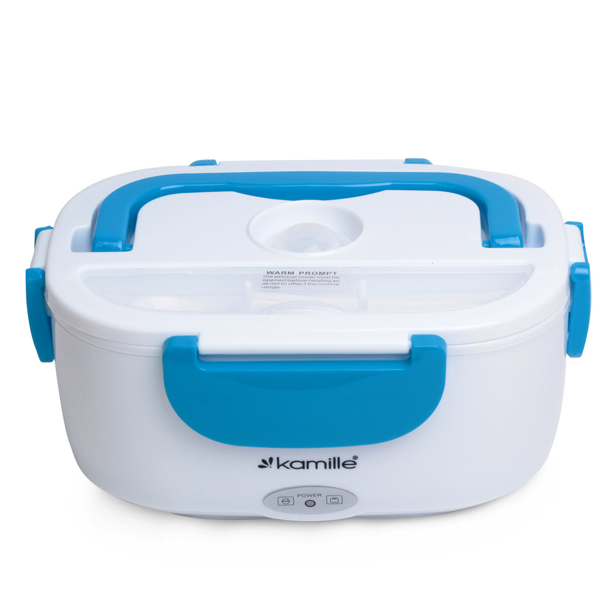 Ланч бокс для обідів із пластику та нержавіючої сталі електричний зелений з 2 ємностями на 1л Kamille KM-2130, фото 1