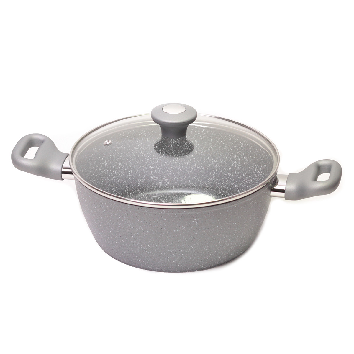 Каструля з кришкою Kamille KM-4281GR 4.0 л з литого алюмінію і покриттям "граніт" для індукції і газу