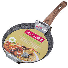 Сковорода млинна сіра із алюмінію з антипригарним покриттям Grey marble 24см для плити Kamille KM-4171