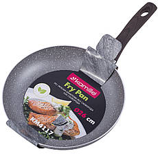 Сковорода сіра з алюмінію з антипригарним покриттям Grey marble 26см для індукції та газу Kamille KM-4117