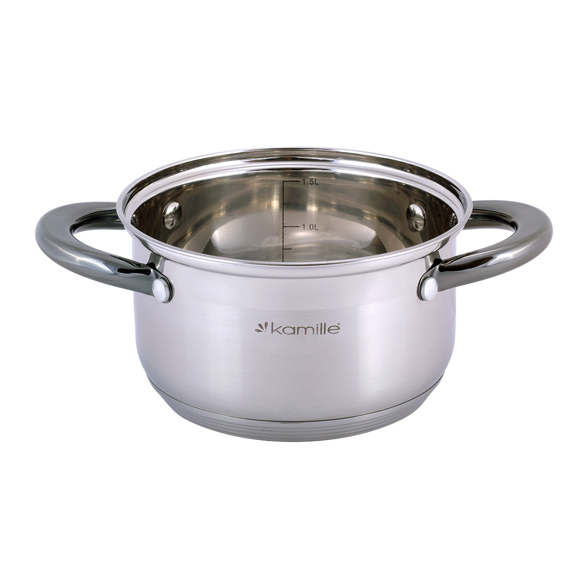 Каструля Groningen 1.5л із нержавіючої сталі з 5-шаровим індукційним дном Kamille KM-4920, фото 1