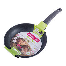 Сковорода чорна із алюмінію антипригарним покриттям Black marble для індукції та газу 24см Kamille KM-4122