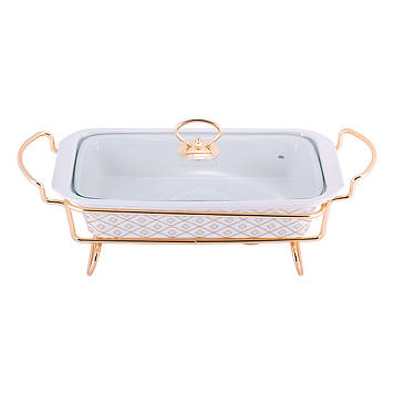 Марміт керамічний Kamille KM-6416 прямокутний 30,5*19*6см. з підставкою