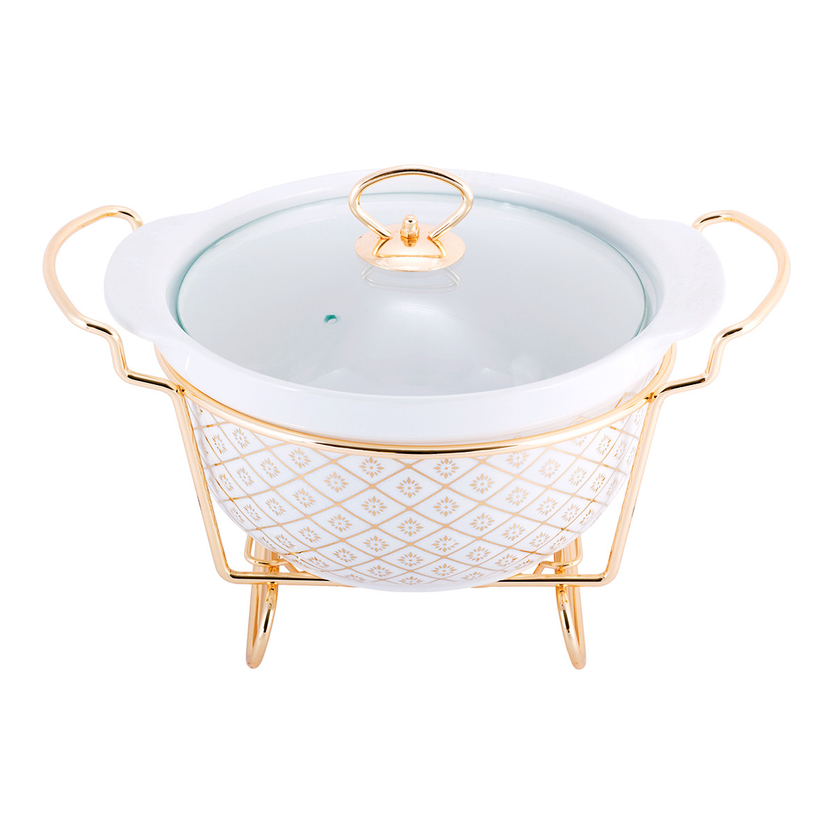 Марміт керамічний Kamille KM-6418 круглий 27,5*24*12см з підставкою
