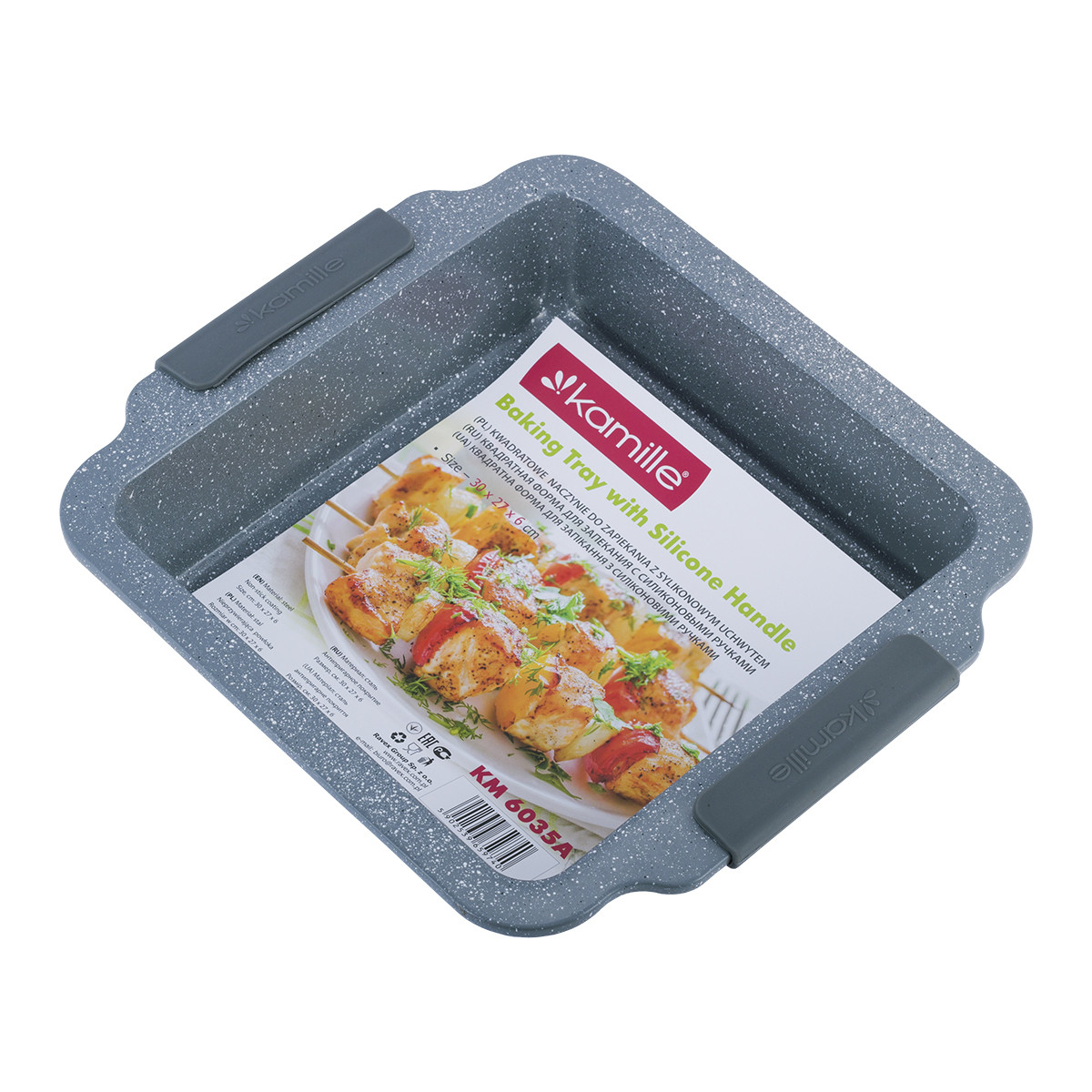 Форма для запікання антипригарна сірий мармур із вуглецевої сталі (30.3*26.7*6 см) Kamille KM-6035A, фото 1