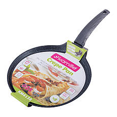 Млинна сковорода з антипригарним покриттям Black marble з алюмінію для індукції та газу 28 см Kamille KM-4128
