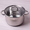 Каструля з кришкою з нержавіючої сталі та порожнистими ручками для індукції та газу (2.5 л) Kamille KM-5618S, фото 3