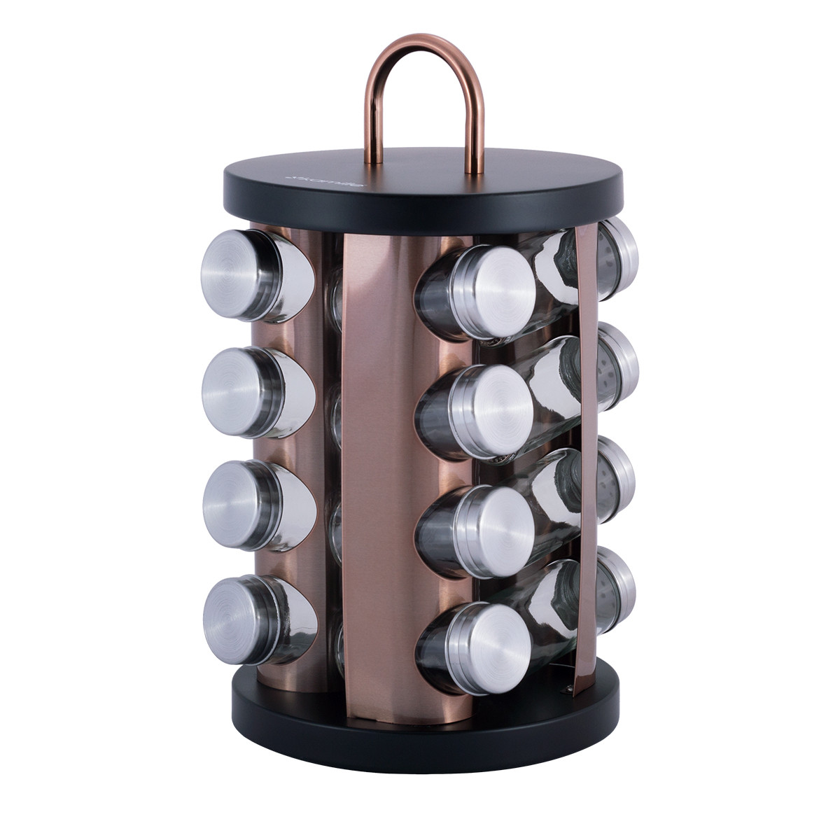 Набір ємностей Kamille KM-7041 для спецій на круглій підставці 16шт, фото 1