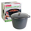Каструля Kamille KM-4428 28*20cm з литого алюмінію з антипригарним покриттям "граніт" і скляною кришкою, фото 2