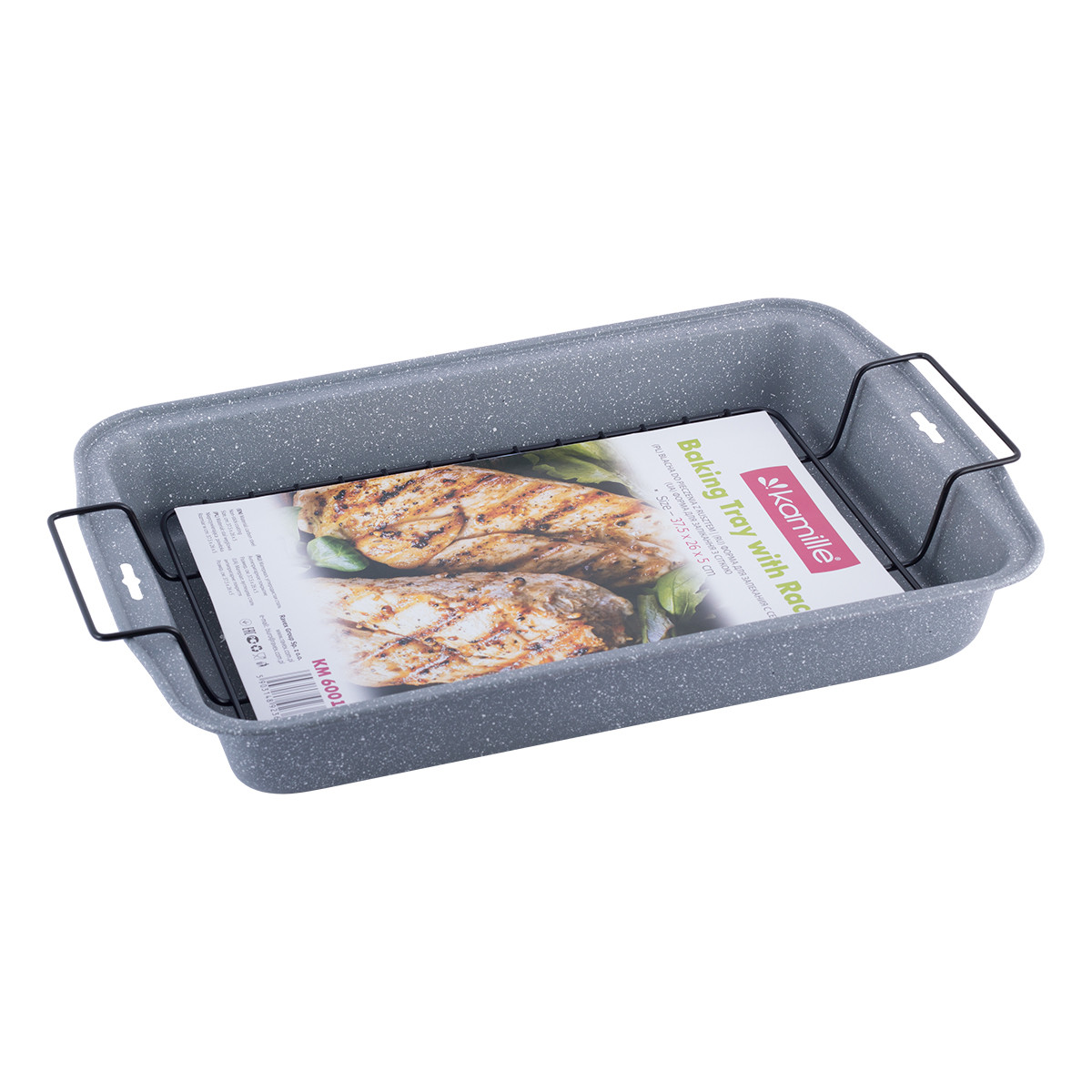 Форма для запікання антипригарна з вуглецевої сталі з гратами для гриля (37,5*26*5,5 см) Kamille KM-6001M, фото 1