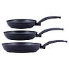 Набір сковорідок Kamille KM-4124 (20см, 24см, 28см) з антипригарним покриттям Black marble з алюмінію для індукції, фото 3
