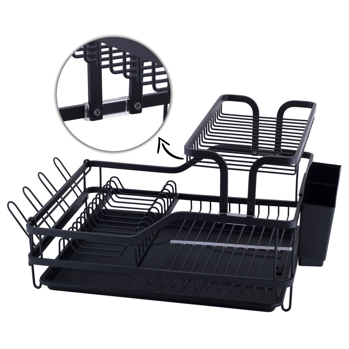 Сушарка для посуду Kamille KM-0750 57,5*35*27,5 см з алюмінію з піддоном, фото 1