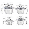 Набір каструль Kamille KM-5637S з нержавіючої сталі 8 предмета для індукції і газу (1.0 л, 1,8 л, 2,5 л, 3,8 л), фото 4