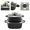 Набір посуду Kamille KM-4434 5 предметів (20см, 24см.,прихватки) з литого алюмінію, фото 2