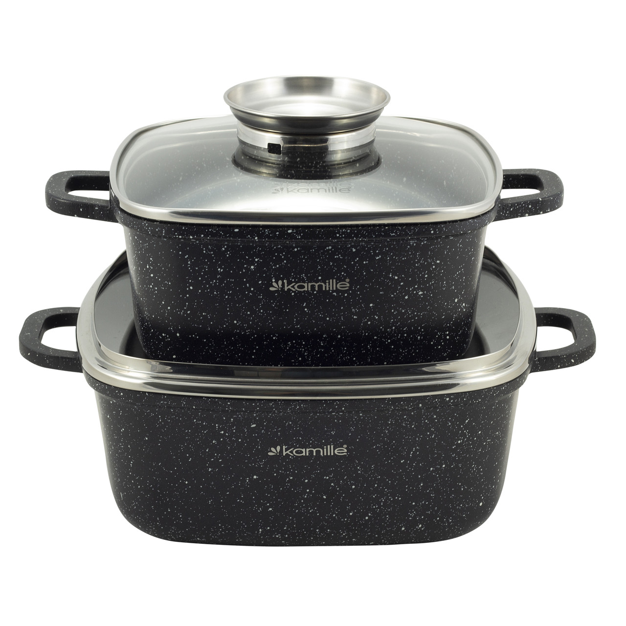 Набір посуду Kamille KM-4434 5 предметів (20см, 24см.,прихватки) з литого алюмінію, фото 1