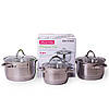 Набір каструль Kamille KM-4706S з нержавіючої сталі 6 предметів (1.8 л, 2.3 л, 3.3 л), фото 2