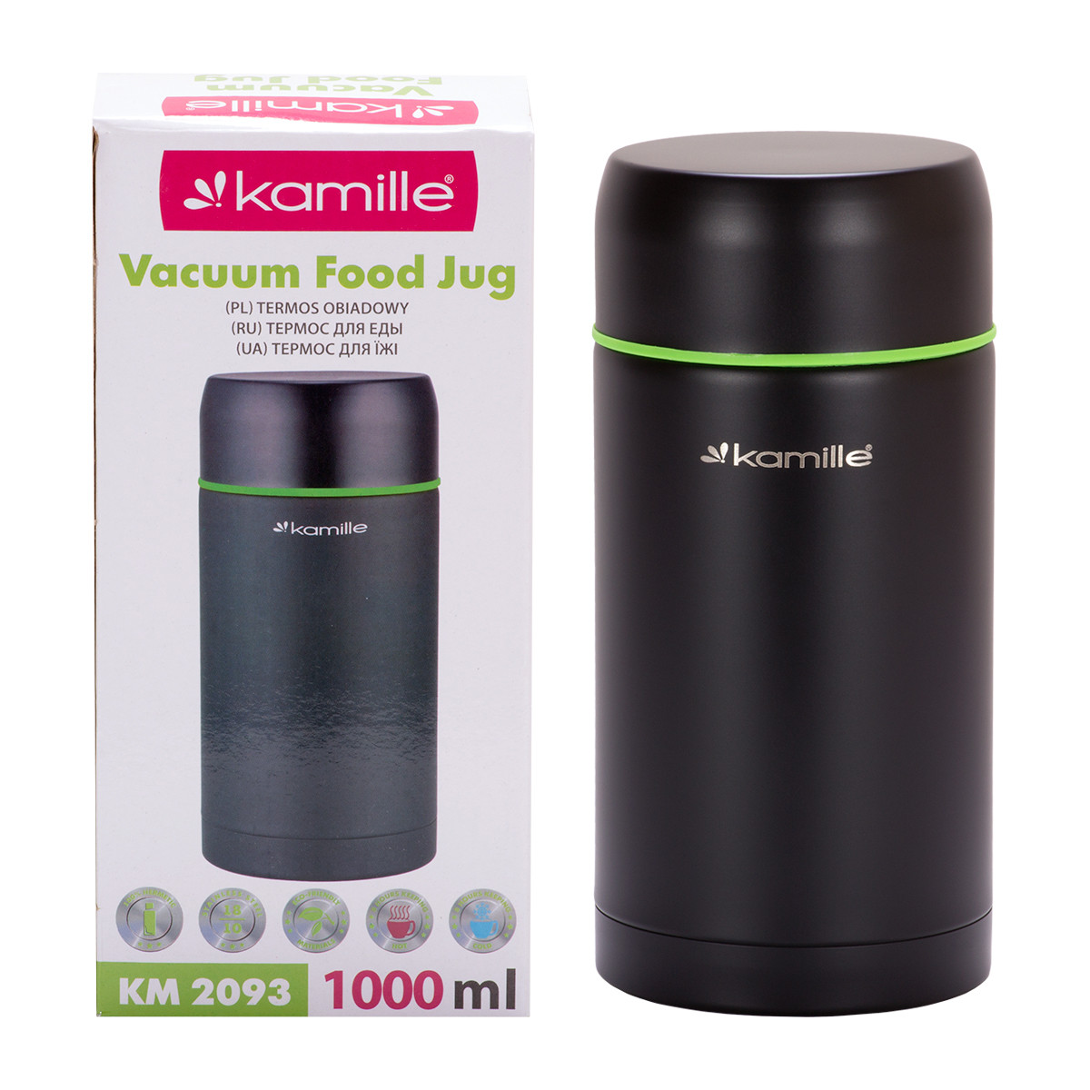 Термос харчовий для обіднього супу з нержавіючої сталі (1 л) Kamille KM-2093, фото 1