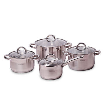 Набір посуду Kamille KM-5632S з нержавіючої сталі 8 предметів для індукції