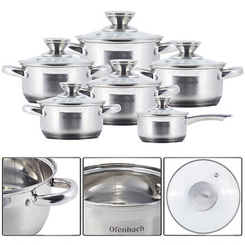 Набір посуду Ofenbach KM-100001 12 предметів з нержавіючої сталі