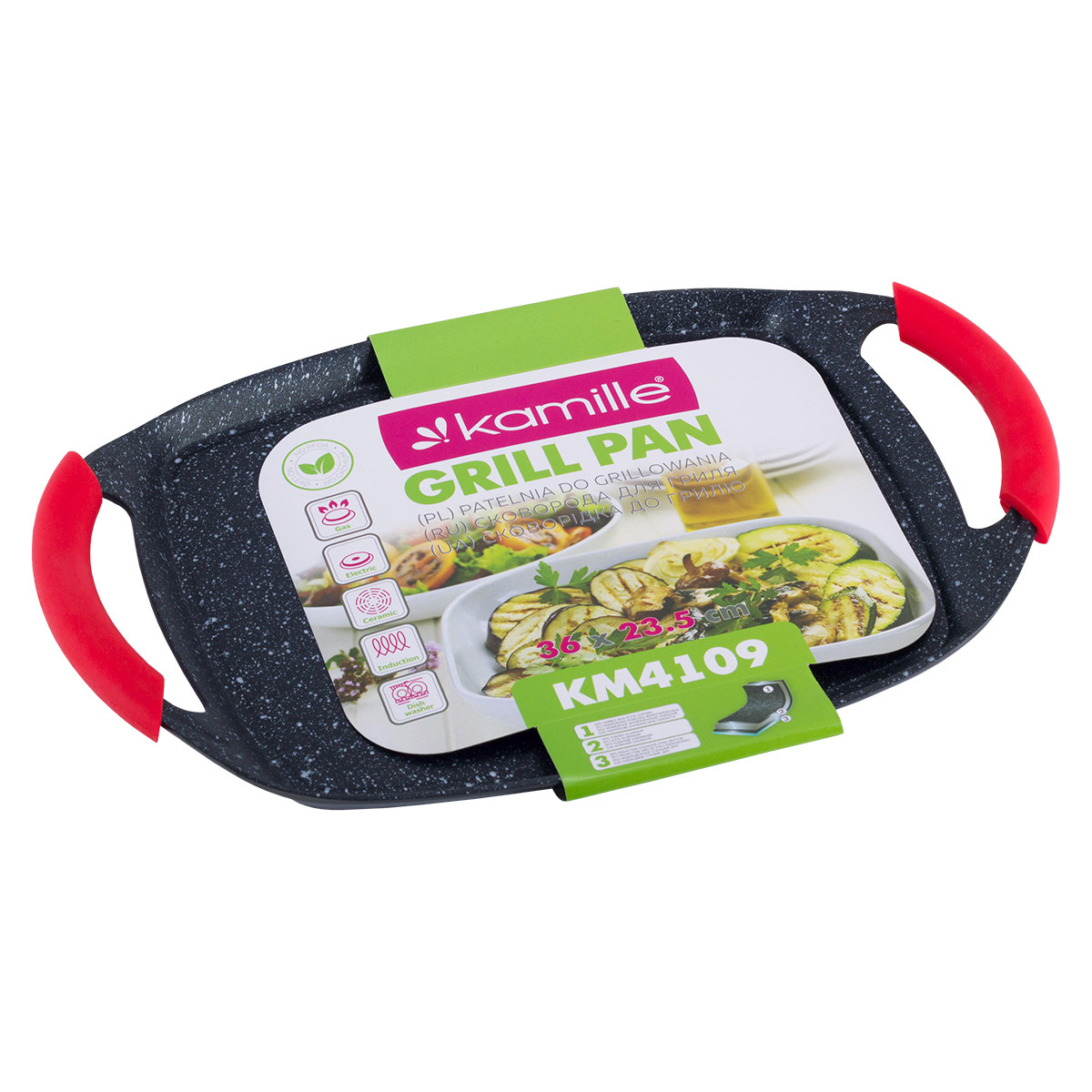Сковорода-гриль із алюмінію з антипригарним покриттям для індукції та газу (36*23,5 см) Kamille KM-4109, фото 1